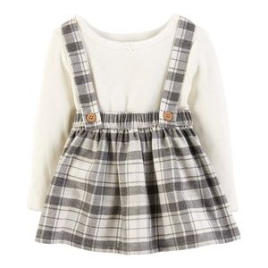 2 for $18 SALE Carter's plaid bib/jumper dress set